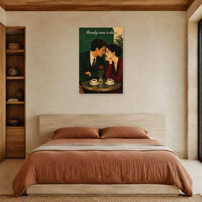 Affiche Rendez-vous au café - Romance vintage dans une chambre - Art Virtuoso