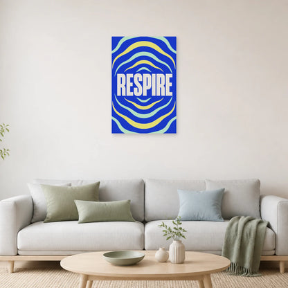 Affiche Respire – Ondes cobalt dans un salon - Art Virtuoso