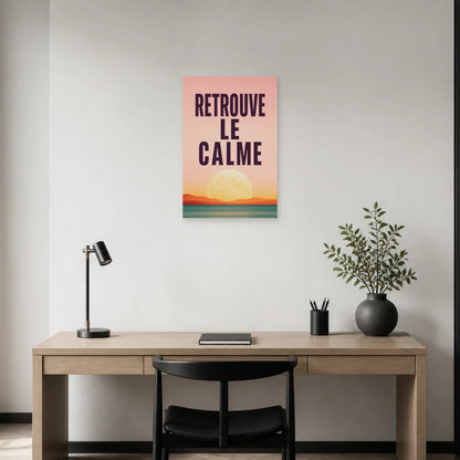 Affiche Retrouve le calme – Lune à l’horizon dans un bureau - Art Virtuoso