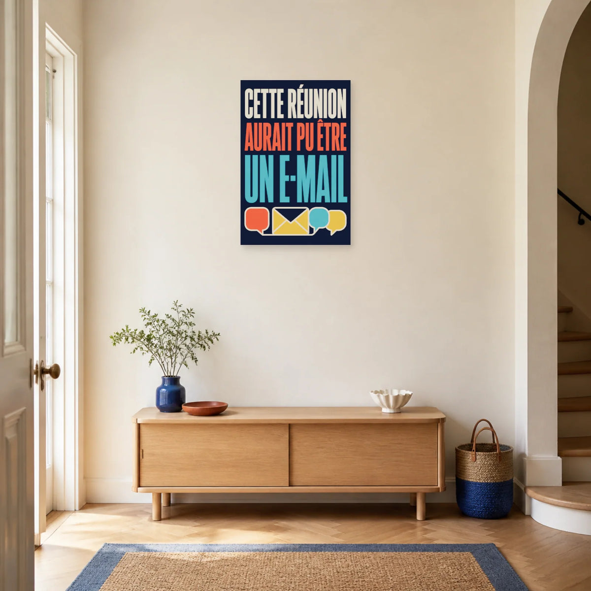 Affiche Cette réunion aurait pu être un e-mail dans une entrée ou un couloir - Art Virtuoso