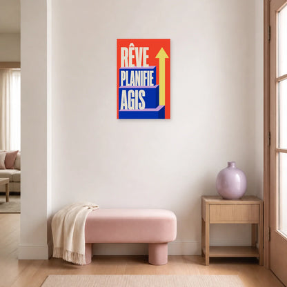 Affiche Rêve Planifie Agis – Escalier ascendant dans une entrée ou un couloir - Art Virtuoso