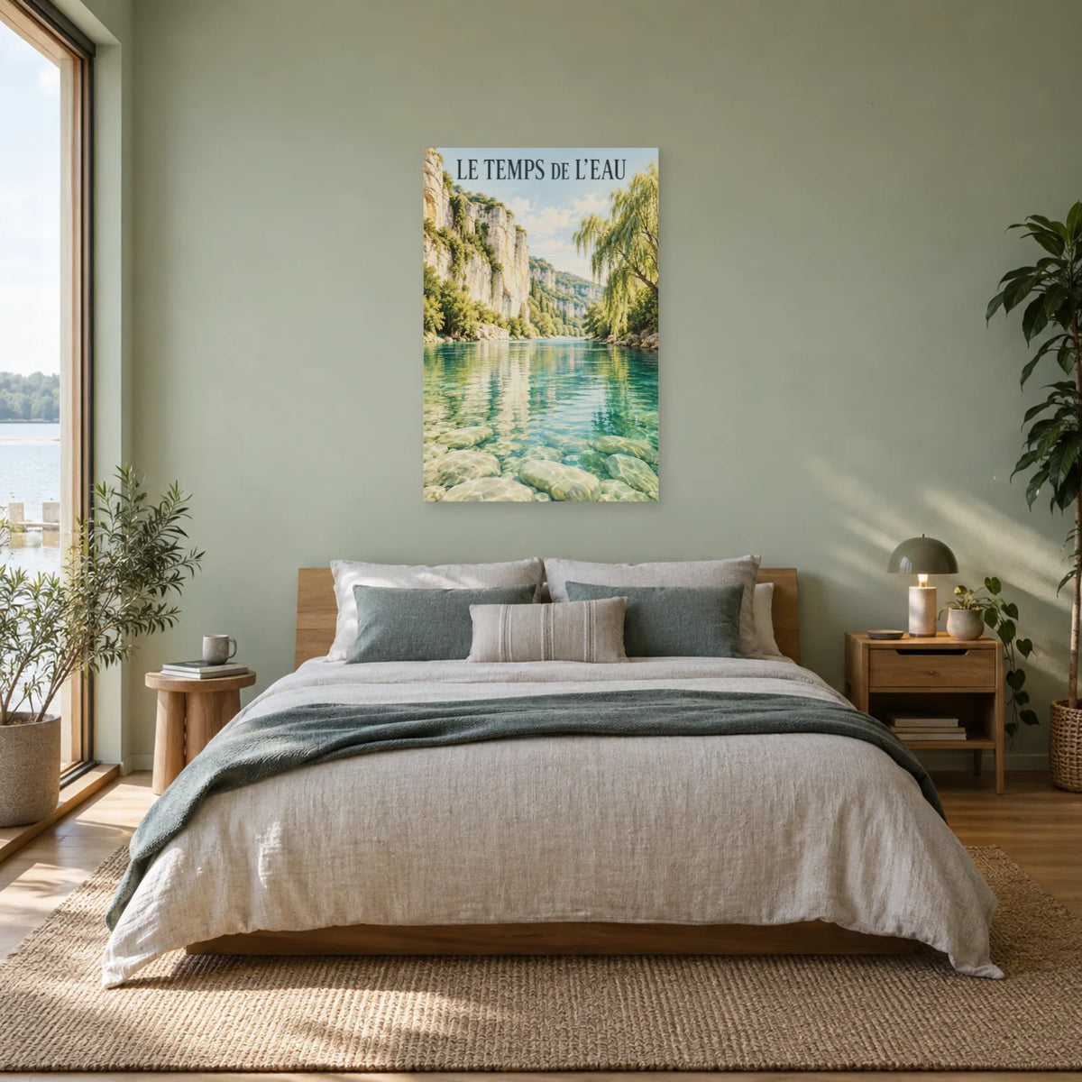 Affiche Rivière aux falaises calcaires – Le temps de l’eau dans une chambre - Art Virtuoso