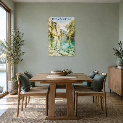 Affiche Rivière aux falaises calcaires – Le temps de l’eau dans une salle à manger - Art Virtuoso