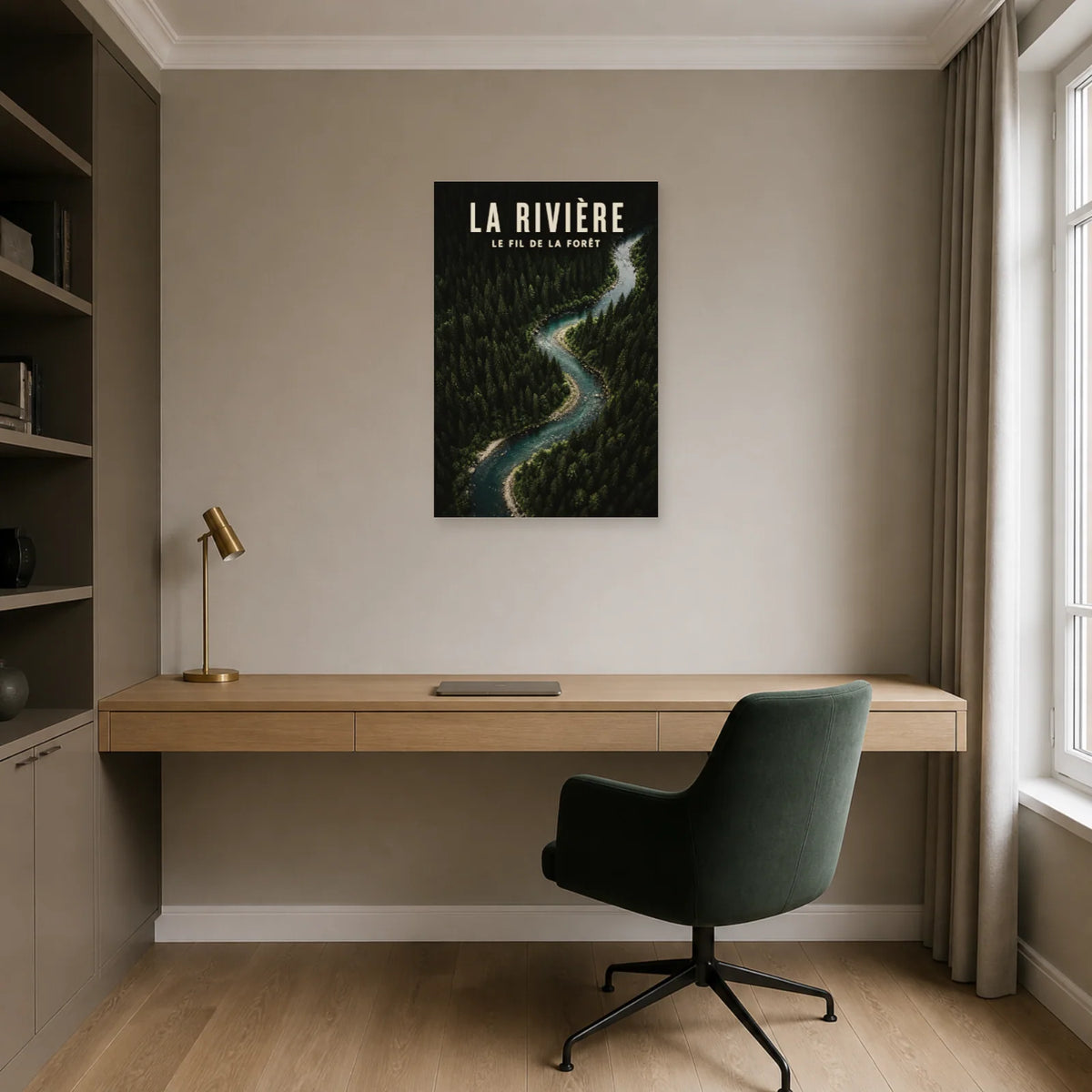 Affiche La rivière – Le fil de la forêt dans un bureau - Art Virtuoso