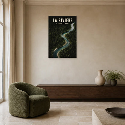 Affiche La rivière – Le fil de la forêt dans un salon - Art Virtuoso