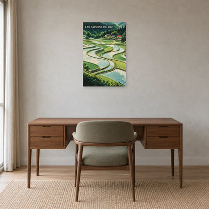 Affiche Rizières japonaises - Les saisons du riz dans un bureau - Art Virtuoso