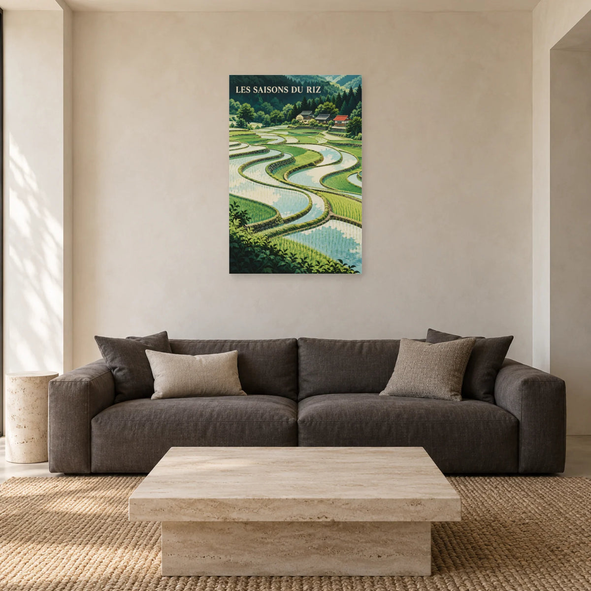 Affiche Rizières japonaises - Les saisons du riz dans un salon - Art Virtuoso