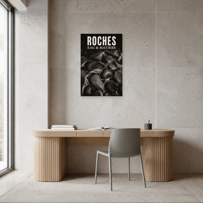 Affiche Roches – Eau & Matière dans un bureau - Art Virtuoso