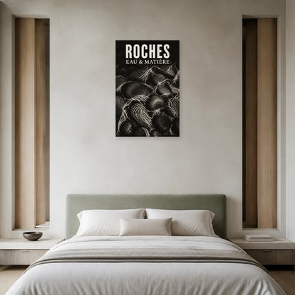 Affiche Roches – Eau & Matière dans une chambre - Art Virtuoso