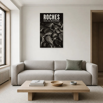 Affiche Roches – Eau & Matière dans un salon - Art Virtuoso