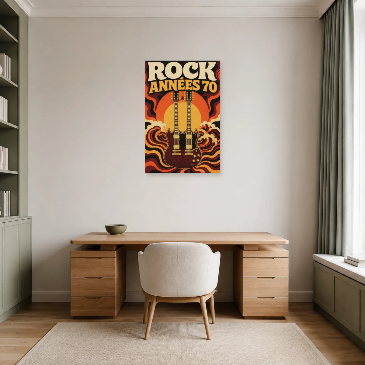 Affiche Rock vintage - Annees 70 dans un bureau - Art Virtuoso