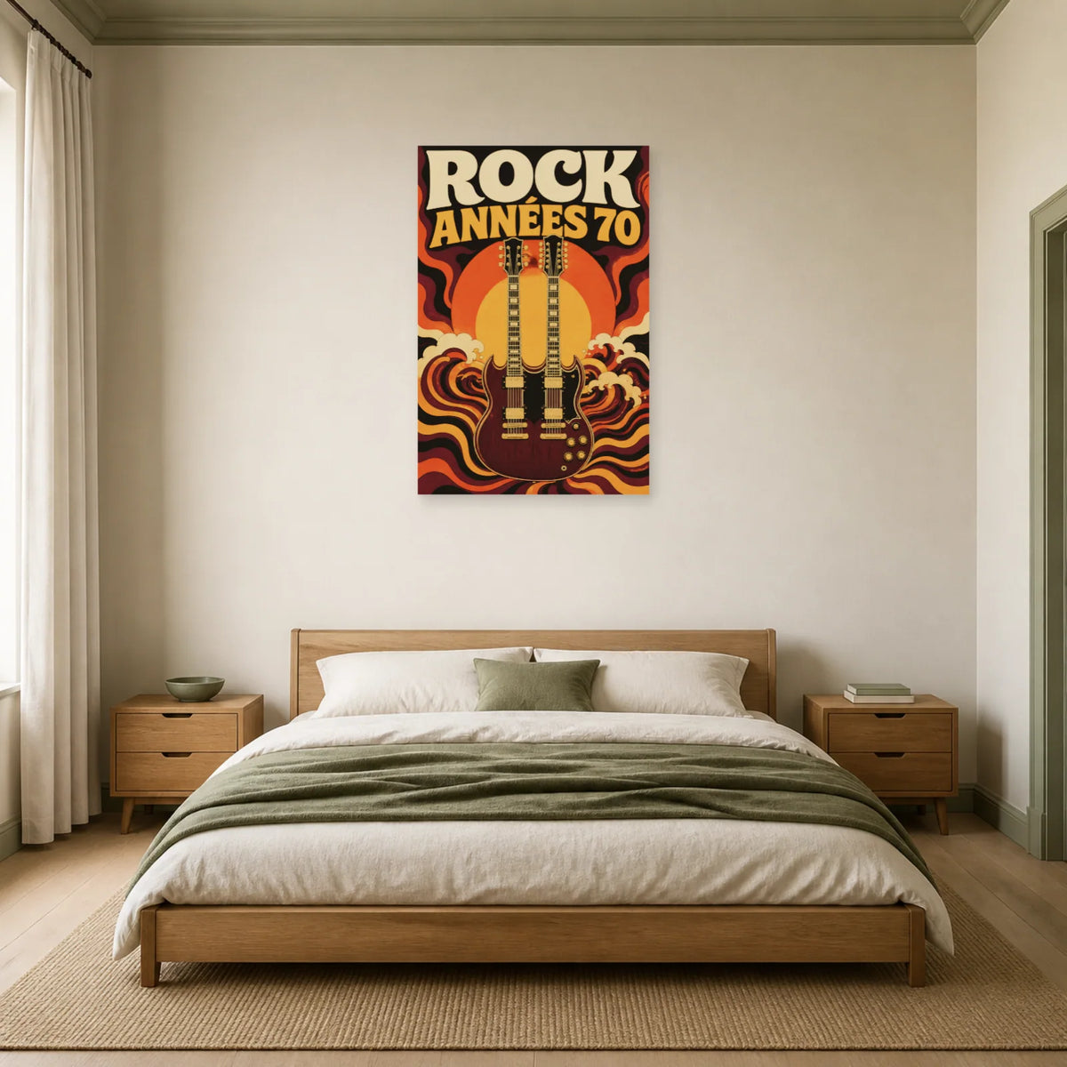 Affiche Rock vintage - Annees 70 dans une chambre - Art Virtuoso