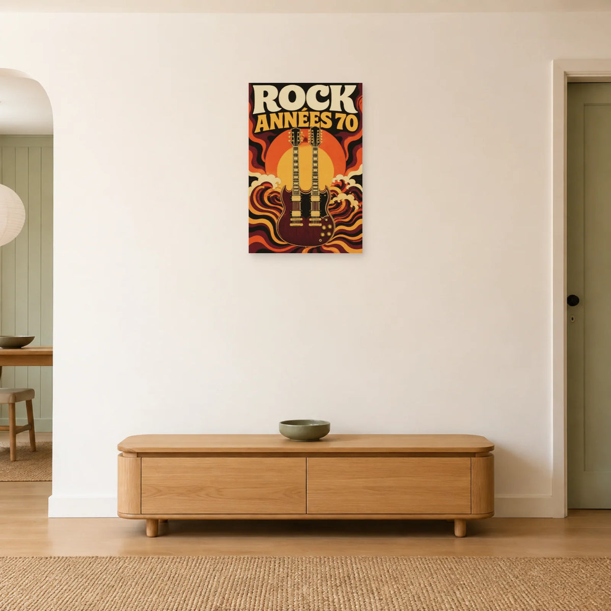 Affiche Rock vintage - Annees 70 dans une entrée ou un couloir - Art Virtuoso