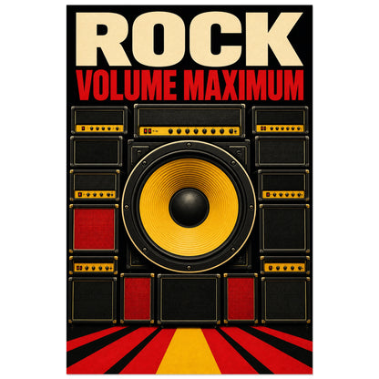 Affiche Rock - Volume maximum, affiche rock architecturale en serigraphie verticale, format 30 × 45 cm