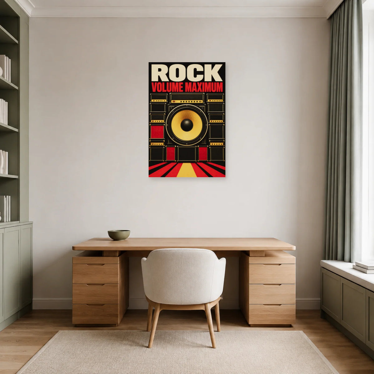 Affiche Rock - Volume maximum dans un bureau - Art Virtuoso
