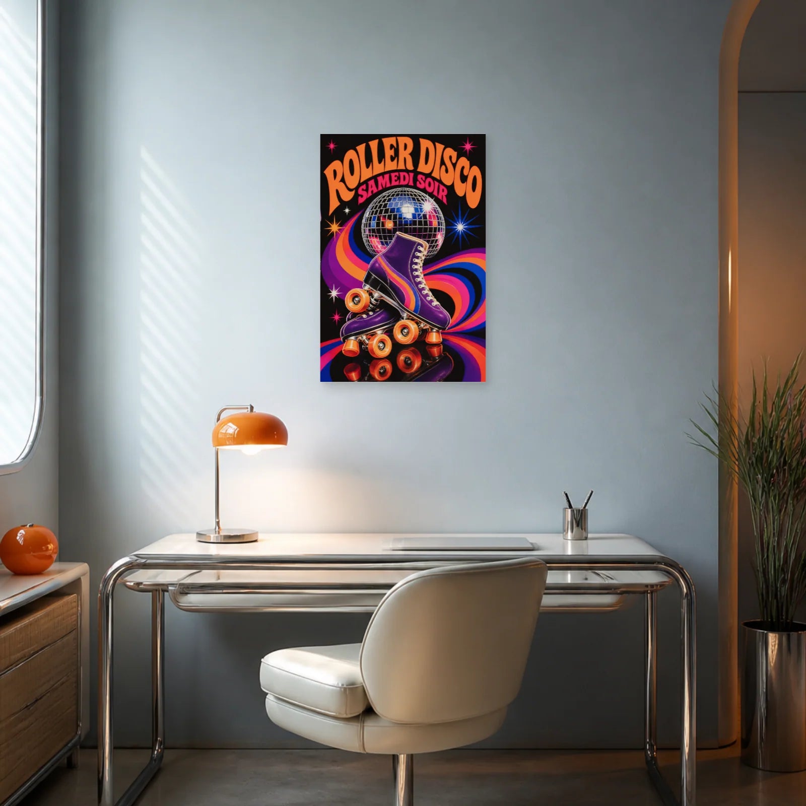 Affiche Roller Disco – Samedi Soir dans un bureau - Art Virtuoso