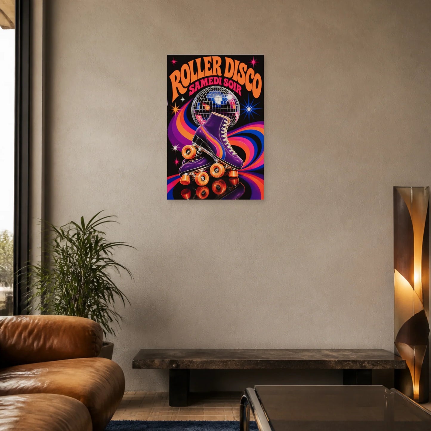Affiche Roller Disco – Samedi Soir dans un salon - Art Virtuoso