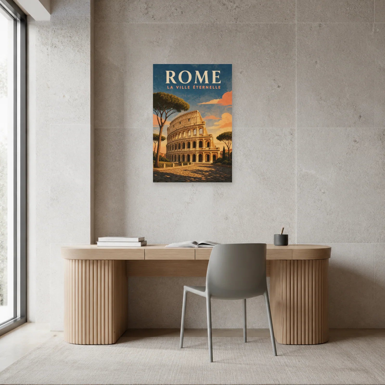 Affiche Rome – La Ville Éternelle dans un bureau - Art Virtuoso
