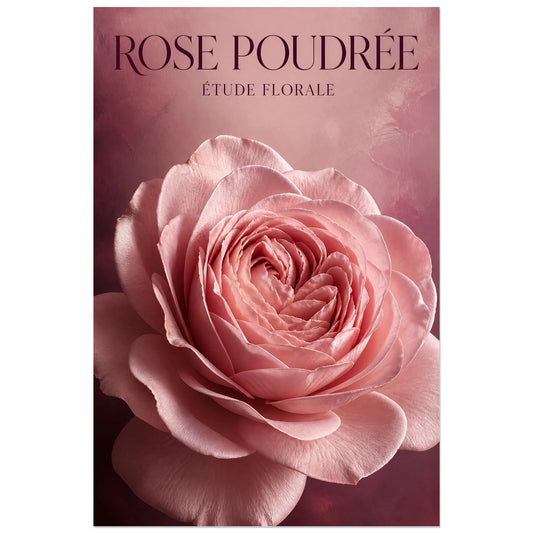 Affiche Rose Poudrée – Étude Florale, photographie florale éditoriale verticale, format 30 × 45 cm