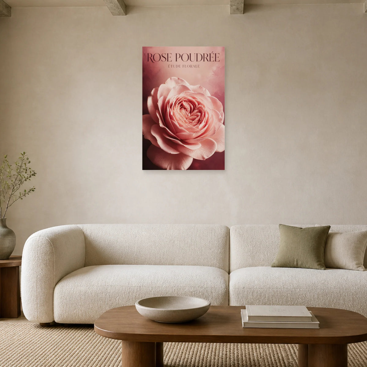 Affiche Rose Poudrée – Étude Florale dans un salon - Art Virtuoso