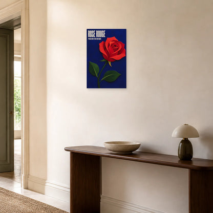 Affiche Rose Rouge – Passion Botanique dans une entrée ou un couloir - Art Virtuoso