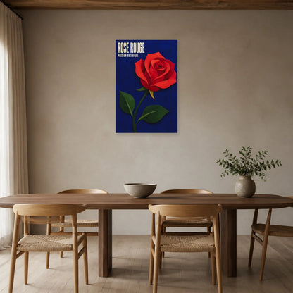 Affiche Rose Rouge – Passion Botanique dans une salle à manger - Art Virtuoso