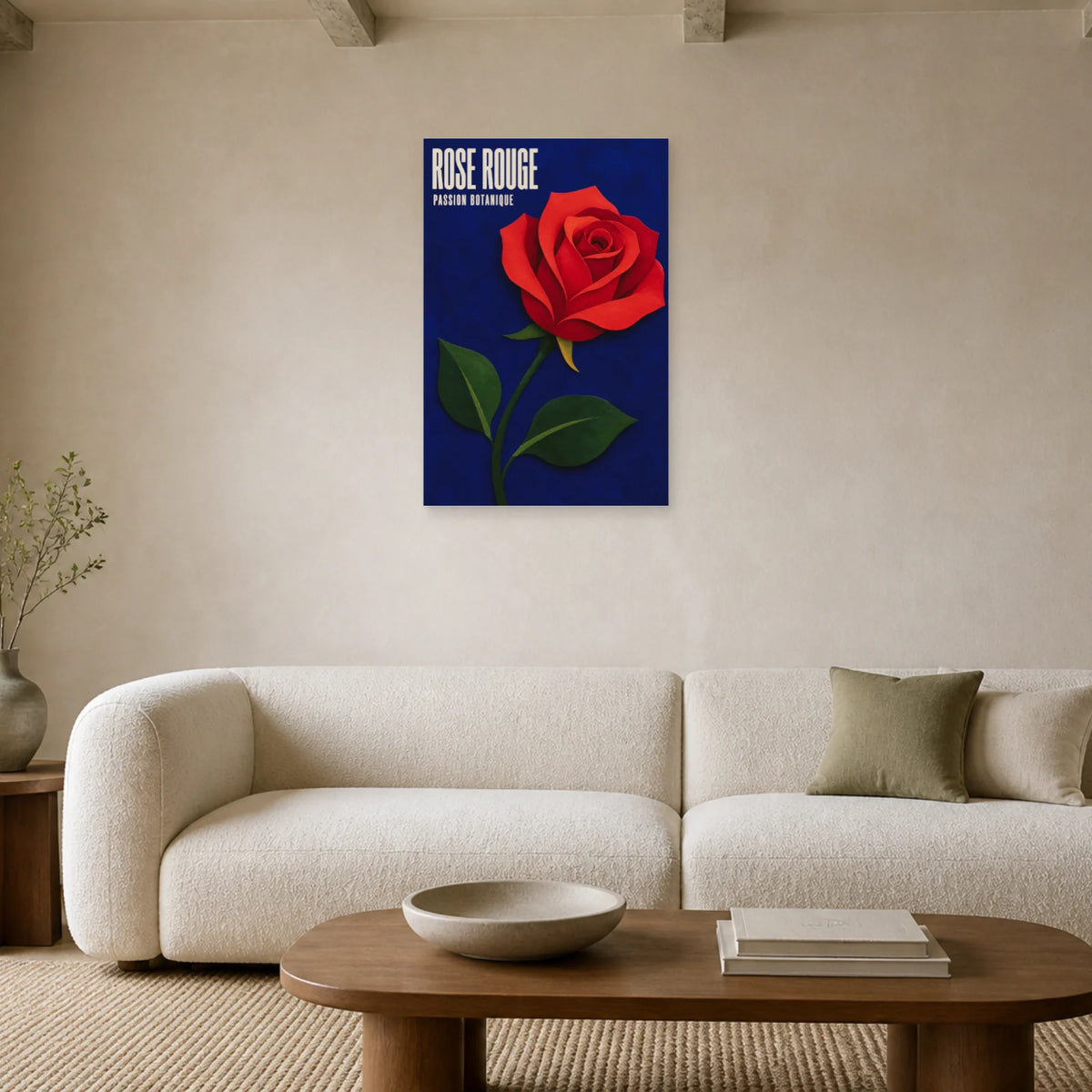 Affiche Rose Rouge – Passion Botanique dans un salon - Art Virtuoso