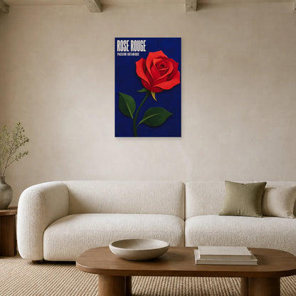 Affiche Rose Rouge – Passion Botanique dans un salon - Art Virtuoso