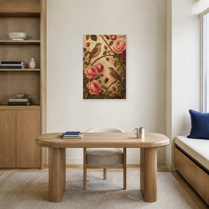 Affiche Rossignols parmi les roses dans un bureau - Art Virtuoso