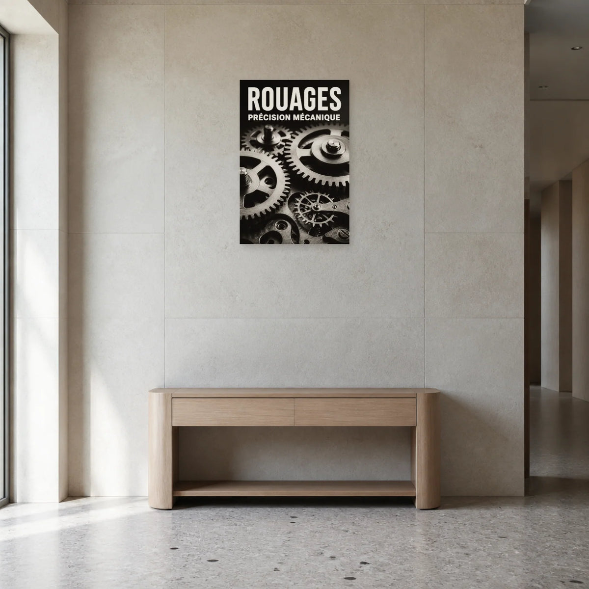 Affiche Rouages – Précision Mécanique dans une entrée ou un couloir - Art Virtuoso