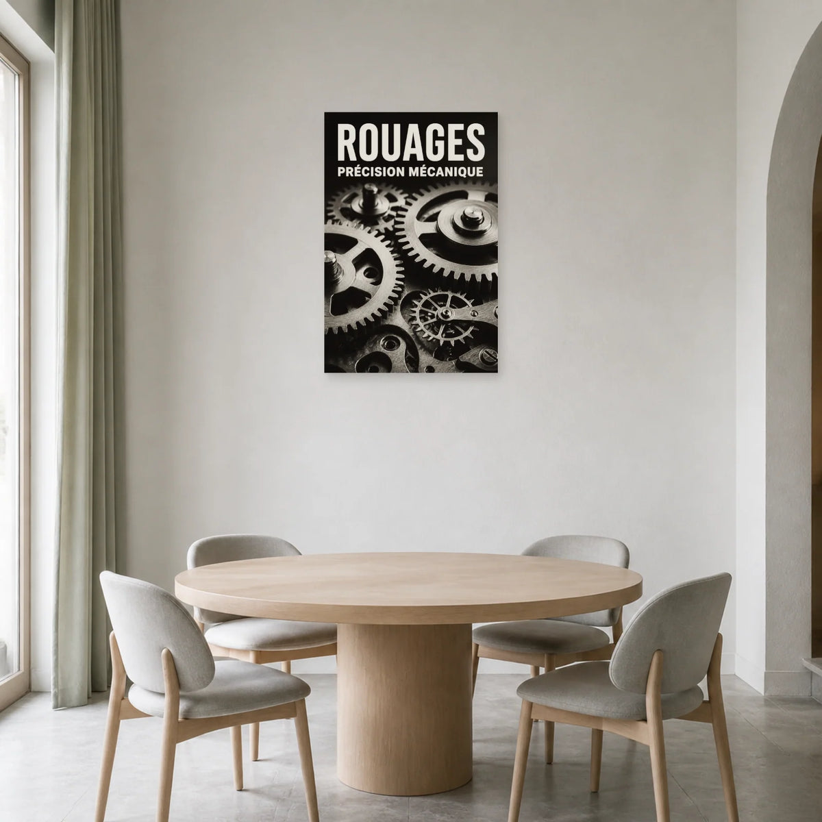 Affiche Rouages – Précision Mécanique dans une salle à manger - Art Virtuoso