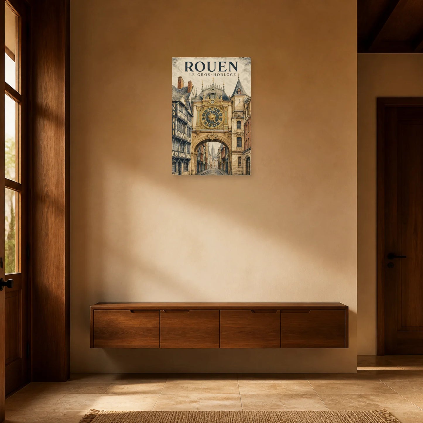 Affiche Rouen – Le Gros-Horloge dans une entrée ou un couloir - Art Virtuoso