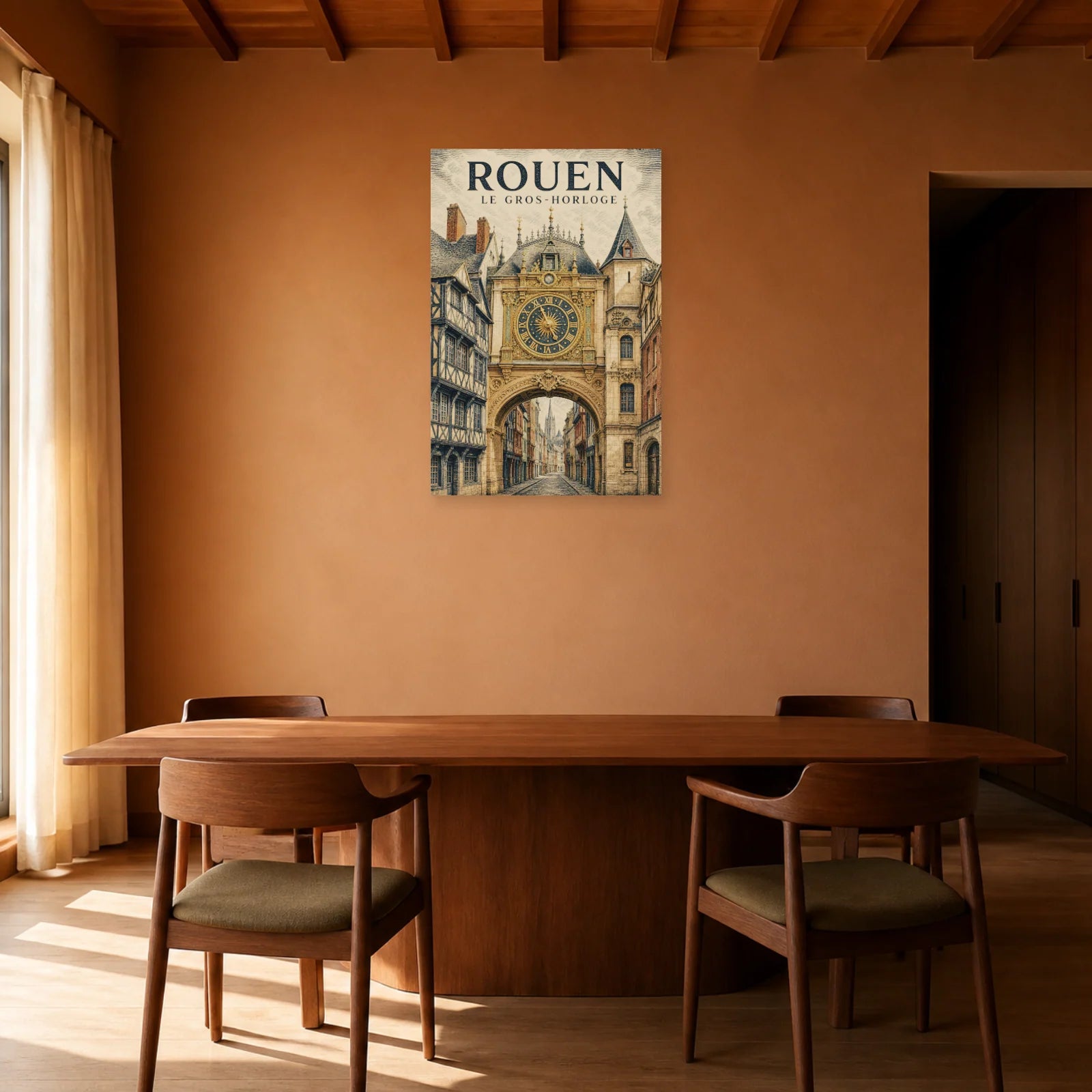 Affiche Rouen – Le Gros-Horloge dans une salle à manger - Art Virtuoso