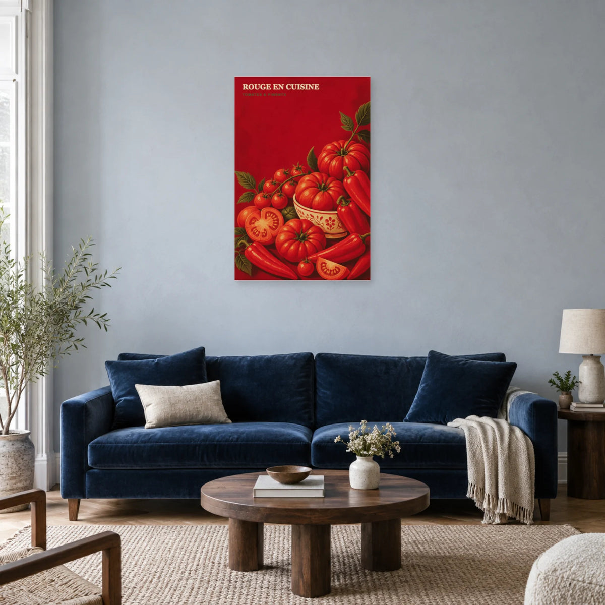 Affiche Rouge en Cuisine – Tomates & Piments dans un salon - Art Virtuoso