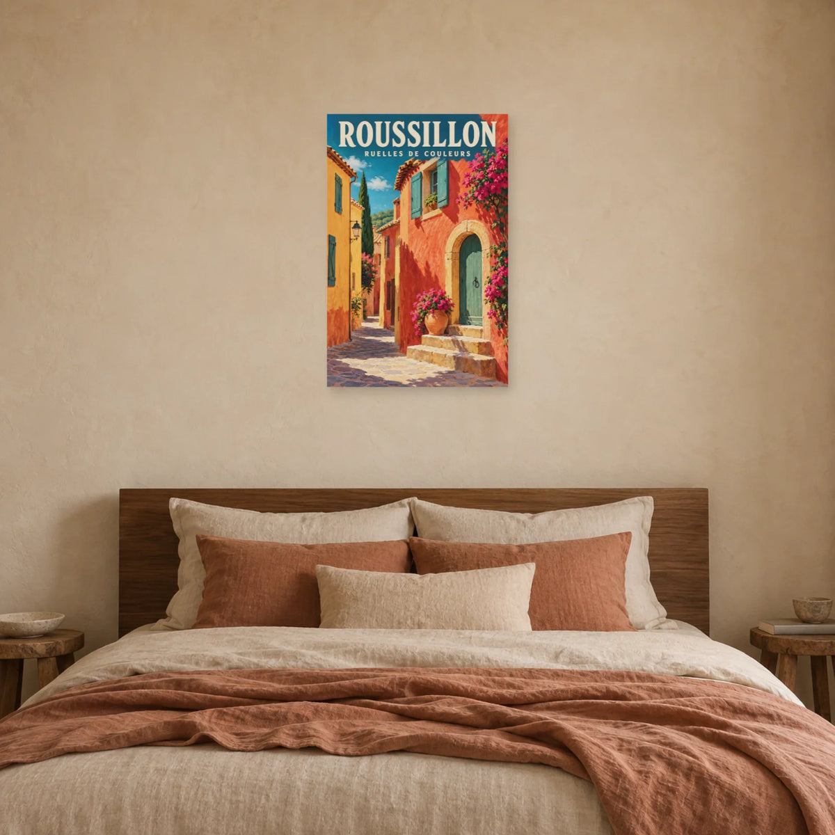 Affiche Roussillon Ruelles de couleurs dans une chambre - Art Virtuoso
