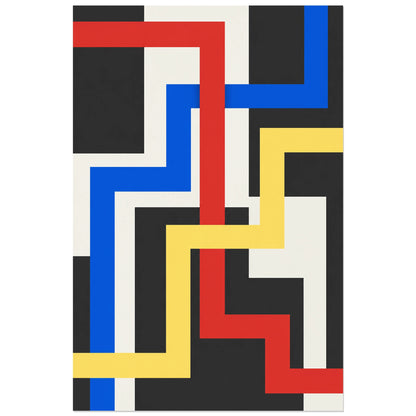 Affiche Rubans coudes - Labyrinthe, illustration géométrique / composition linéaire verticale, format 30 × 45 cm