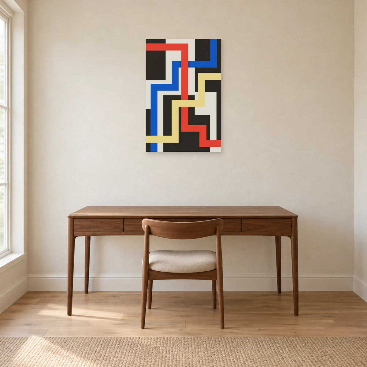 Affiche Rubans coudes - Labyrinthe dans un bureau - Art Virtuoso