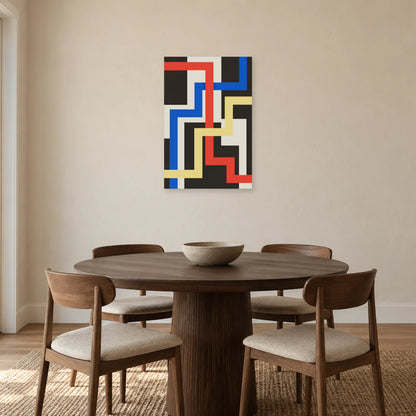 Affiche Rubans coudes - Labyrinthe dans une salle à manger - Art Virtuoso