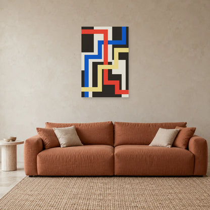Affiche Rubans coudes - Labyrinthe dans un salon - Art Virtuoso