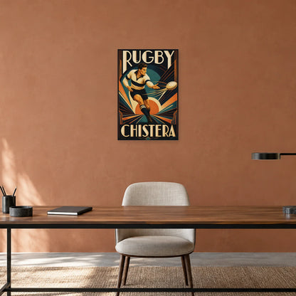 Affiche Rugby – Chistera dans un bureau - Art Virtuoso