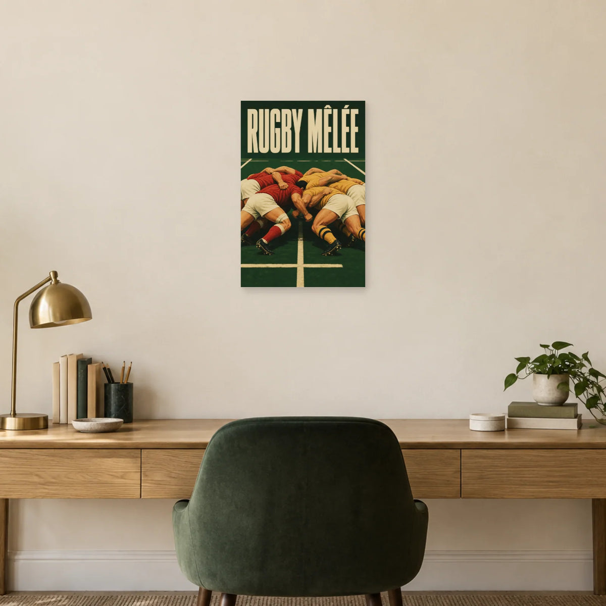 Affiche Rugby – Mêlée dans un bureau - Art Virtuoso