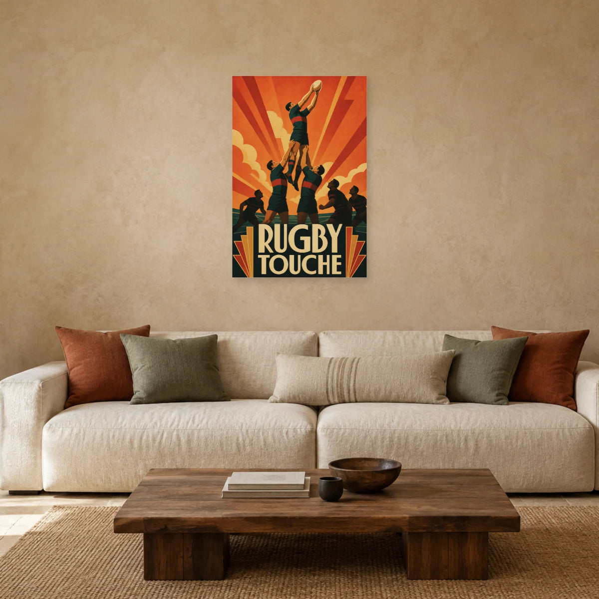 Affiche Rugby – Touche dans un salon - Art Virtuoso