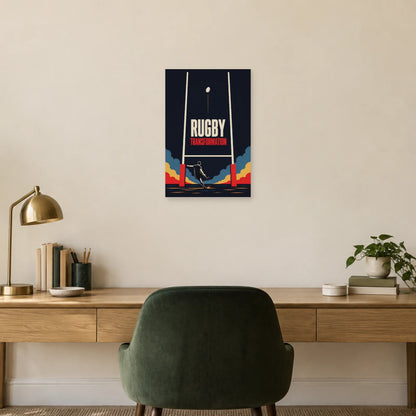 Affiche Rugby – Transformation dans un bureau - Art Virtuoso