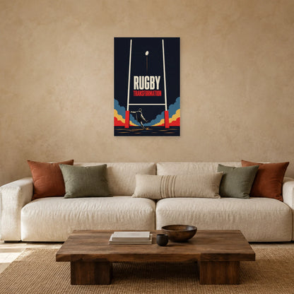 Affiche Rugby – Transformation dans un salon - Art Virtuoso