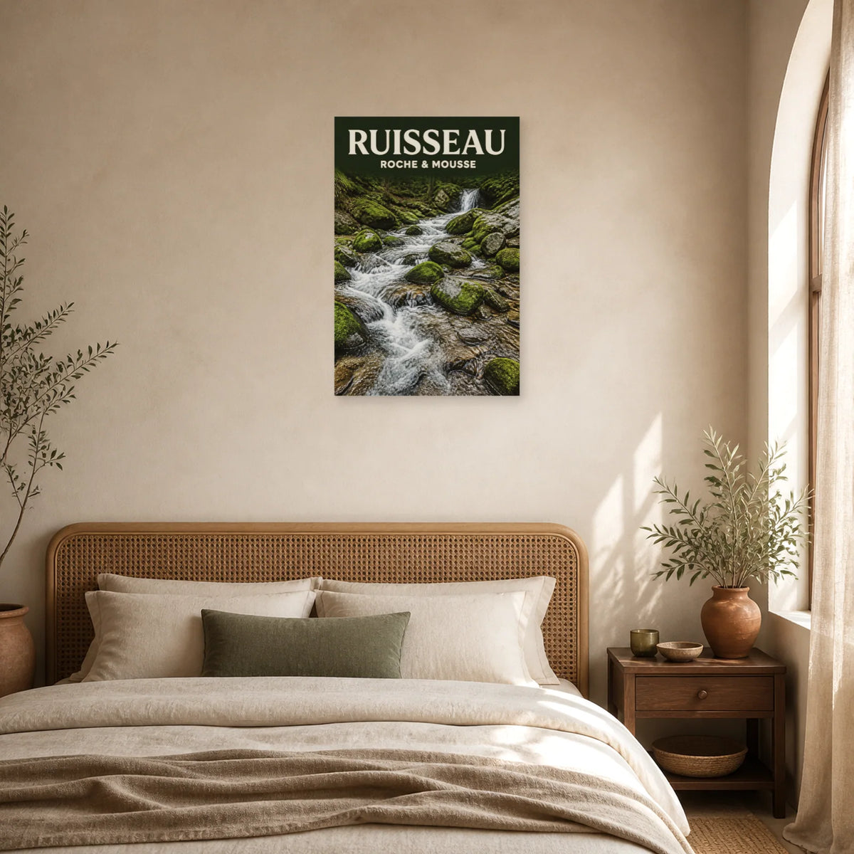 Affiche Ruisseau – Roche & Mousse dans une chambre - Art Virtuoso