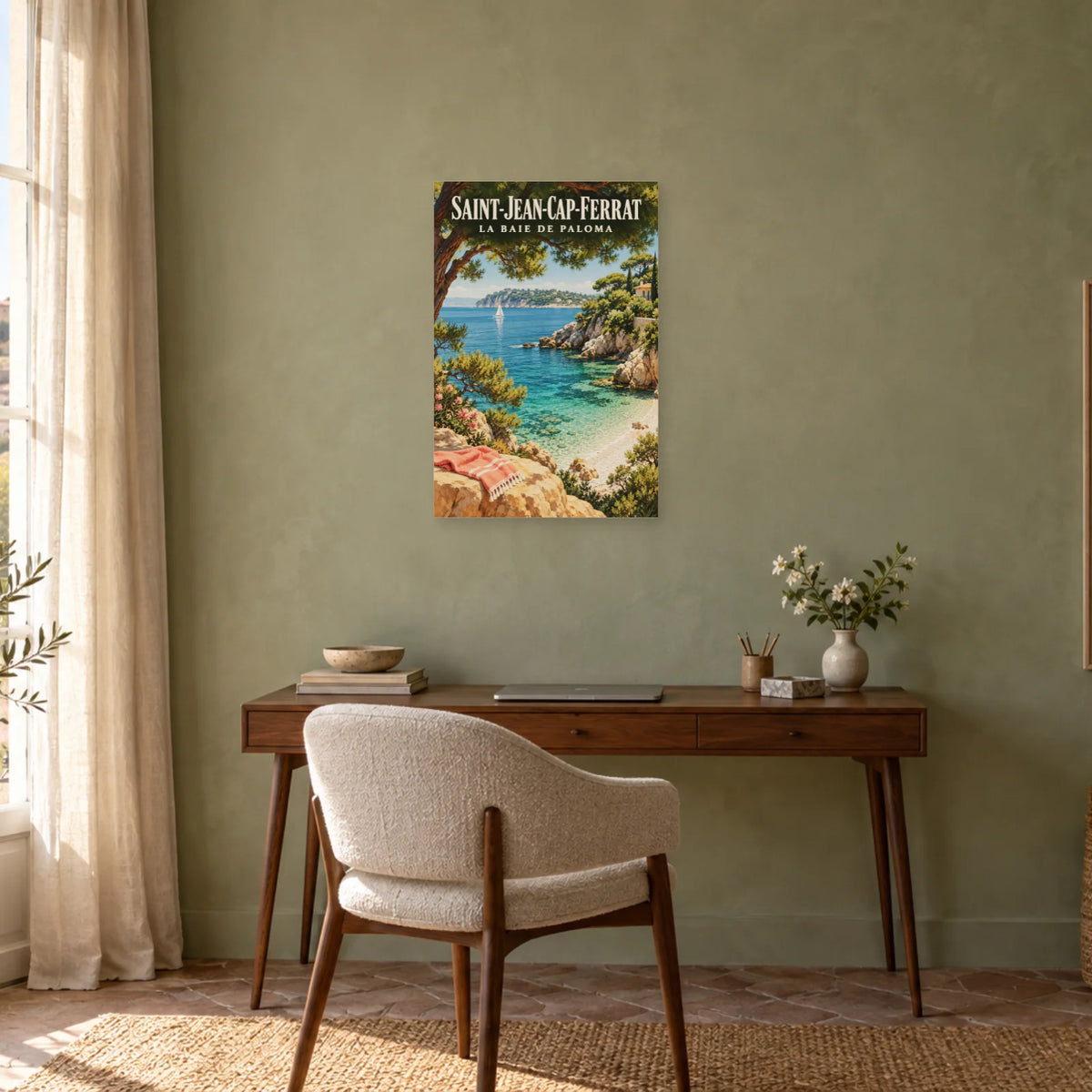 Affiche Saint-Jean-Cap-Ferrat - La baie de Paloma dans un bureau - Art Virtuoso