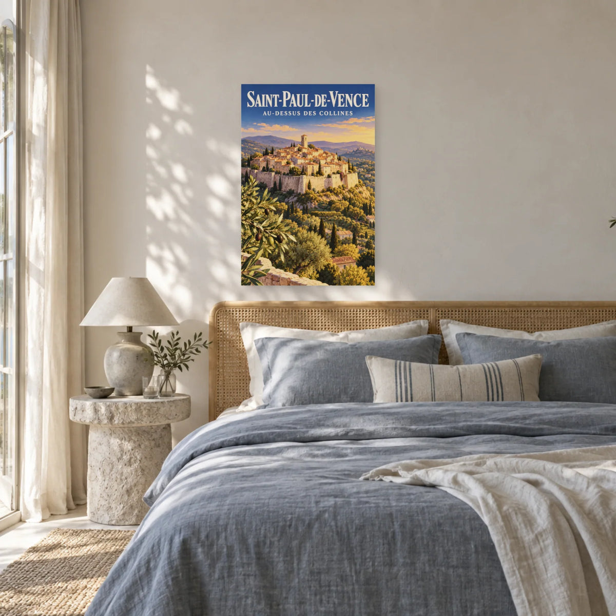 Affiche Saint-Paul-de-Vence - Au-dessus des collines dans une chambre - Art Virtuoso