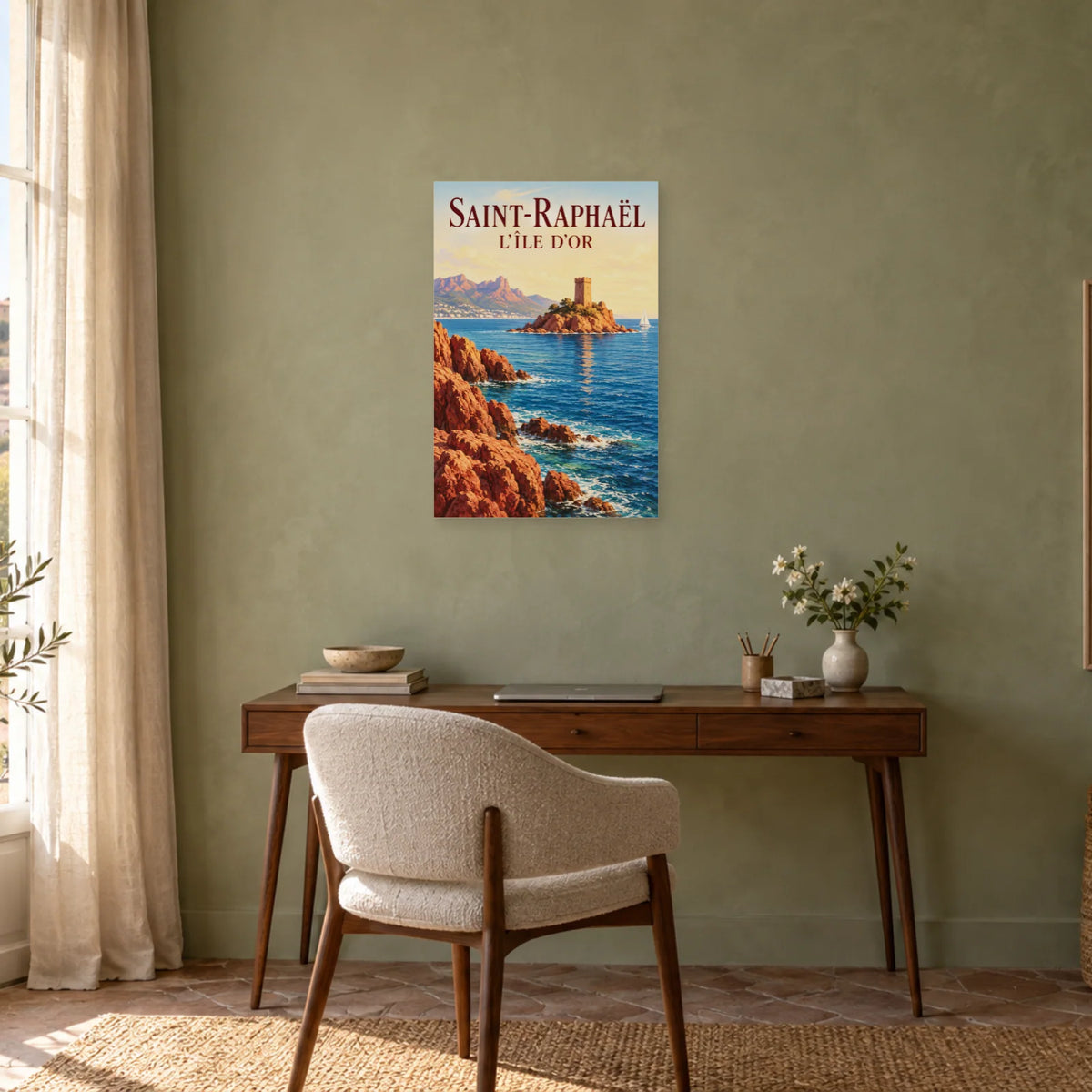 Affiche Saint-Raphaël - L'Île d'Or dans un bureau - Art Virtuoso