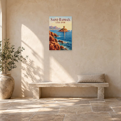 Affiche Saint-Raphaël - L'Île d'Or dans une entrée ou un couloir - Art Virtuoso