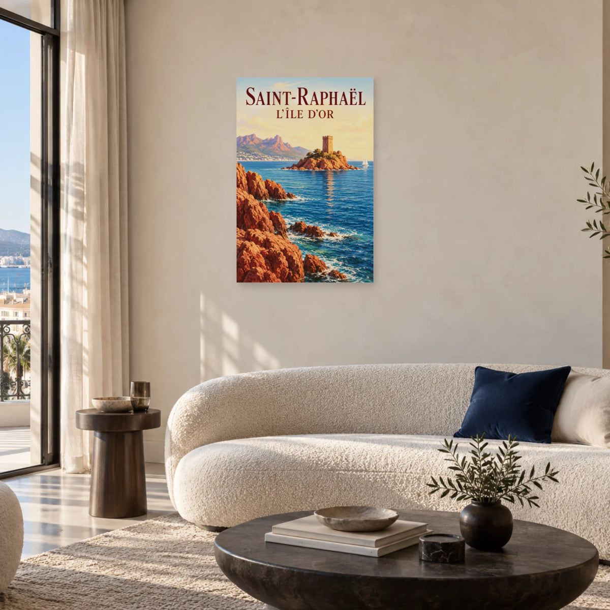 Affiche Saint-Raphaël - L'Île d'Or dans un salon - Art Virtuoso